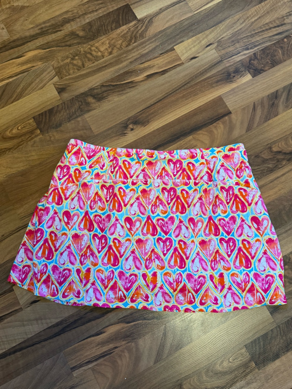 IBKUL Swing Skort Golf Skirt Audrey Seafoam Heart Print Pattern Womens X-Large - Picture 9 of 10